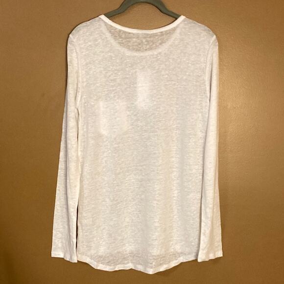 NWT Onia Madison Long Sleeve Linen Pocket Tee Sz Small in White - Picture 6 of 11